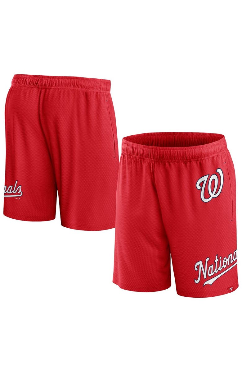 FANATICS Men's Fanatics Branded Red Washington Nationals Clincher Mesh Shorts, Main, color, Red