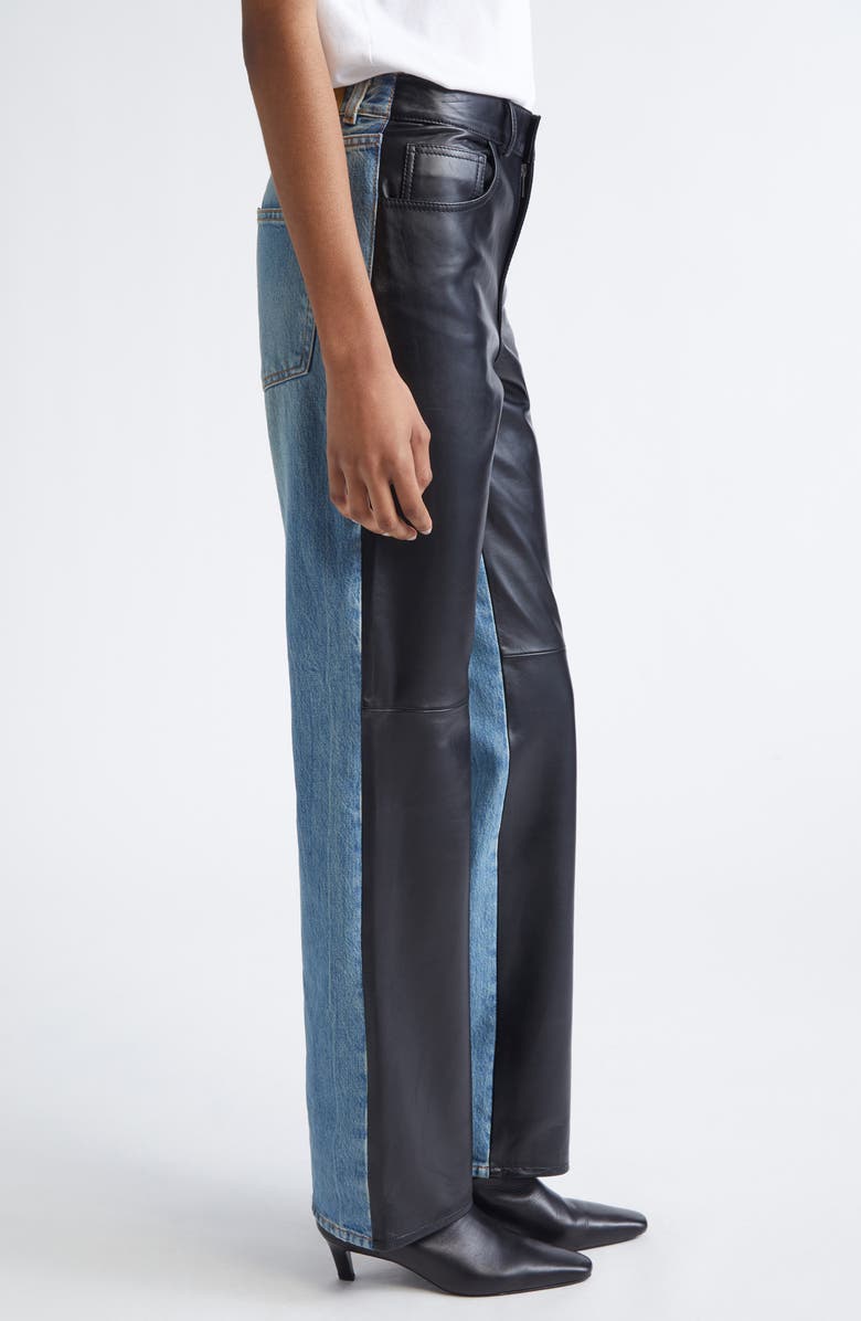 Haikure Star Denim Stripe Lambskin Leather Pants, Alternate, color, Blue Denim Leather