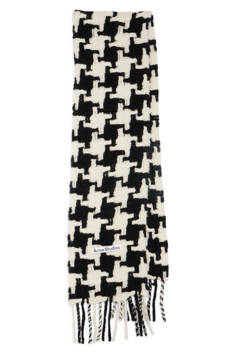 Houndstooth Check Alpaca Blend Scarf, Alternate, color, WHITE/ BLACK