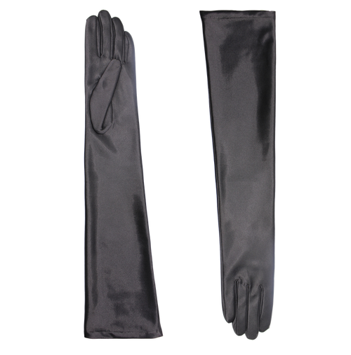 Agnelle Glamour Full Arm Satin Glove In Black