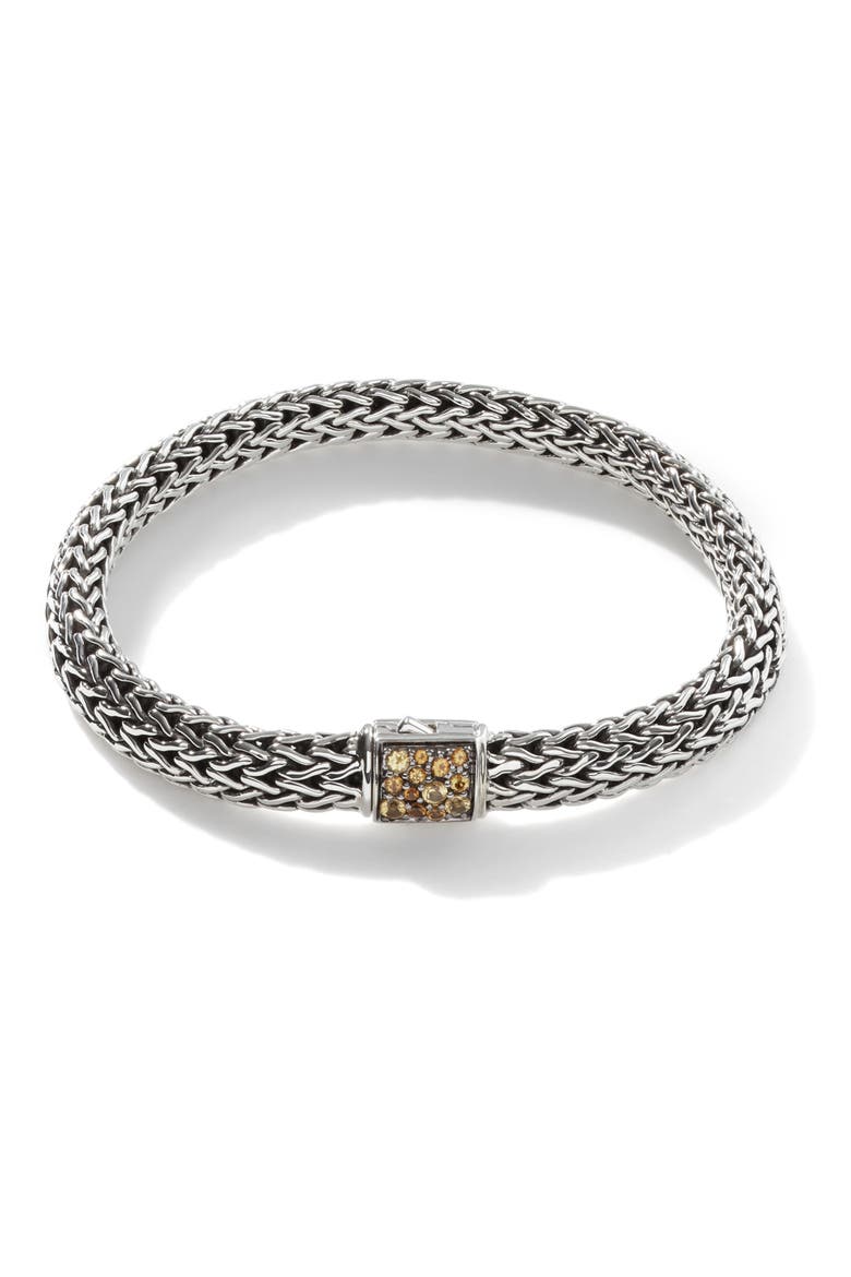 Reversible Icon Bracelet, Sterling Silver, Pavé, 6.5mm, Main, color, BLACK SAPPHIRE/ CITRINE