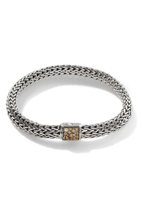 Reversible Icon Bracelet, Sterling Silver, Pavé, 6.5mm
