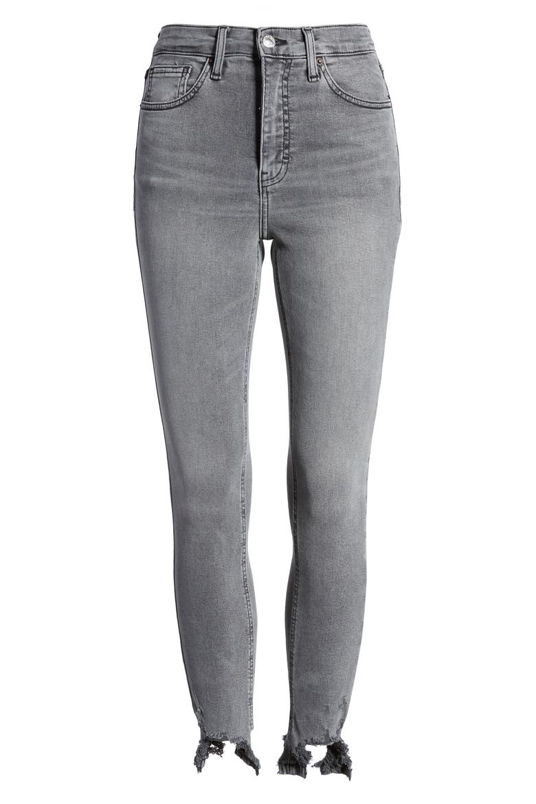 Jamie Moto Jagged Hem Jeans, Alternate, color, GREY