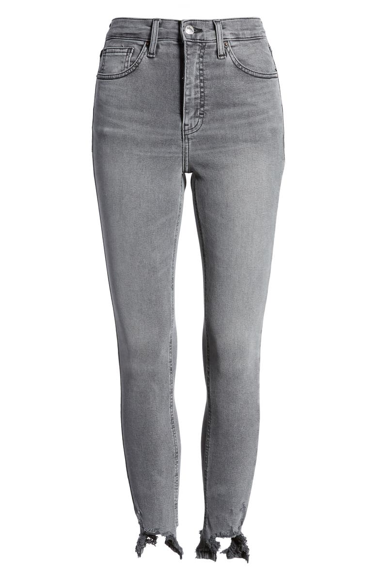 Topshop Jamie Moto Jagged Hem Jeans, Alternate, color,