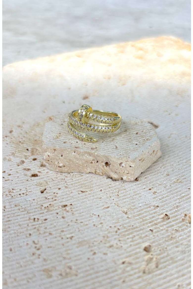 Cubic Zirconia Double Wrap Ring, Alternate, color, GOLD