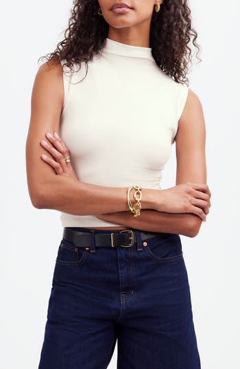 Madewell Funnel Neck Crop Muscle Tee In Lighthouse