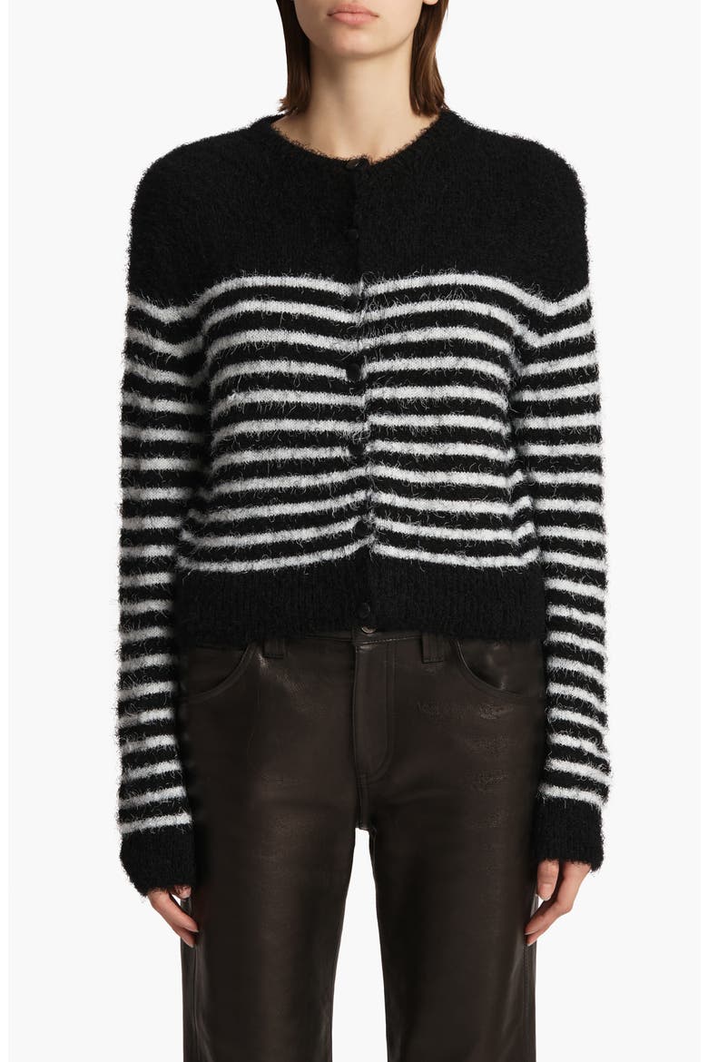Jules Silk & Cashmere Eyelash Cardigan, Main, color, BLACK / GLAZE