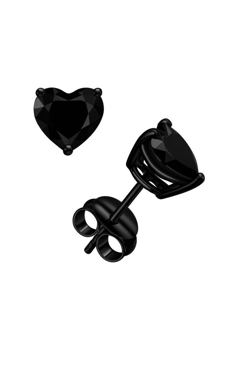 Donatello Gian Sterling Silver Black Rhodium Plated Heart Studs, Main, color, Black