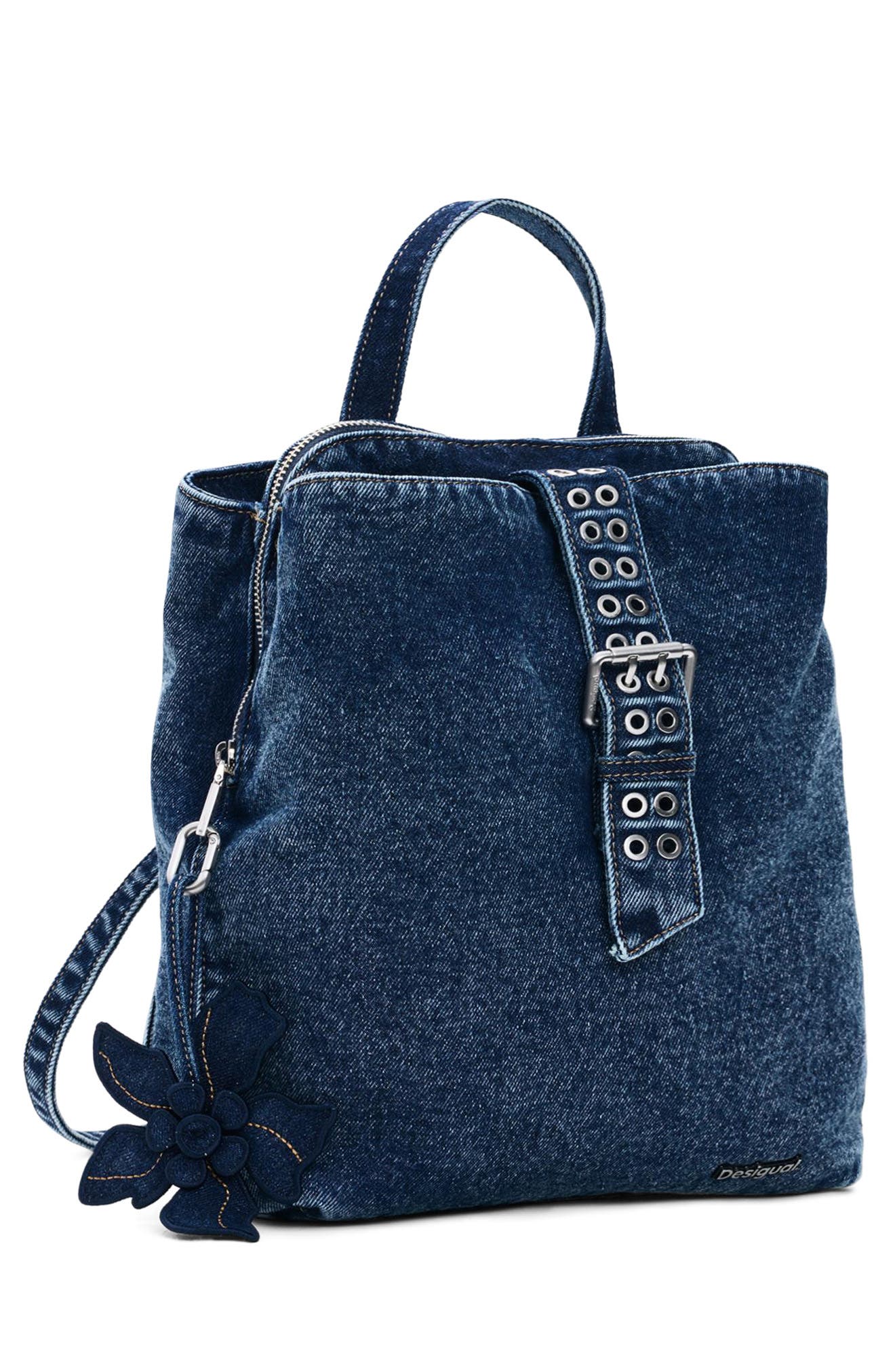 Desigual Mini Denim Backpack, Alternate, color, Dark Blue