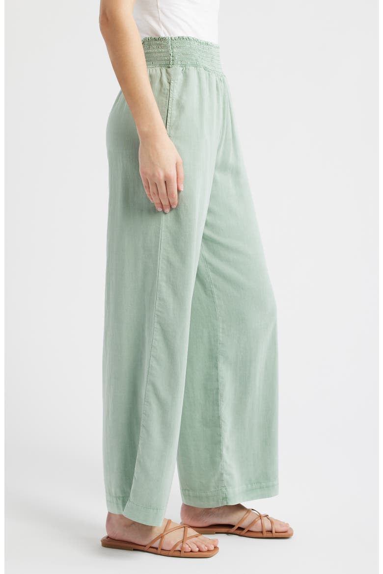 Smock Waist Wide Leg Pants, Alternate, color, OASIS GREEN