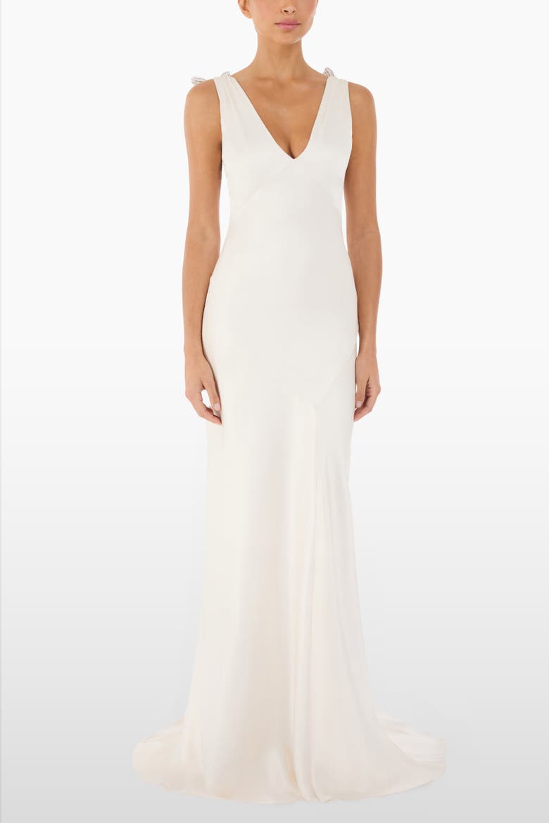 Collette Beaded Bow-Detail Maxi Dress, Main, color, Ivory