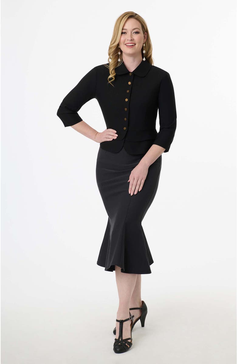 Unique Vintage Boucle Trumpet Skirt, Alternate, color, Black