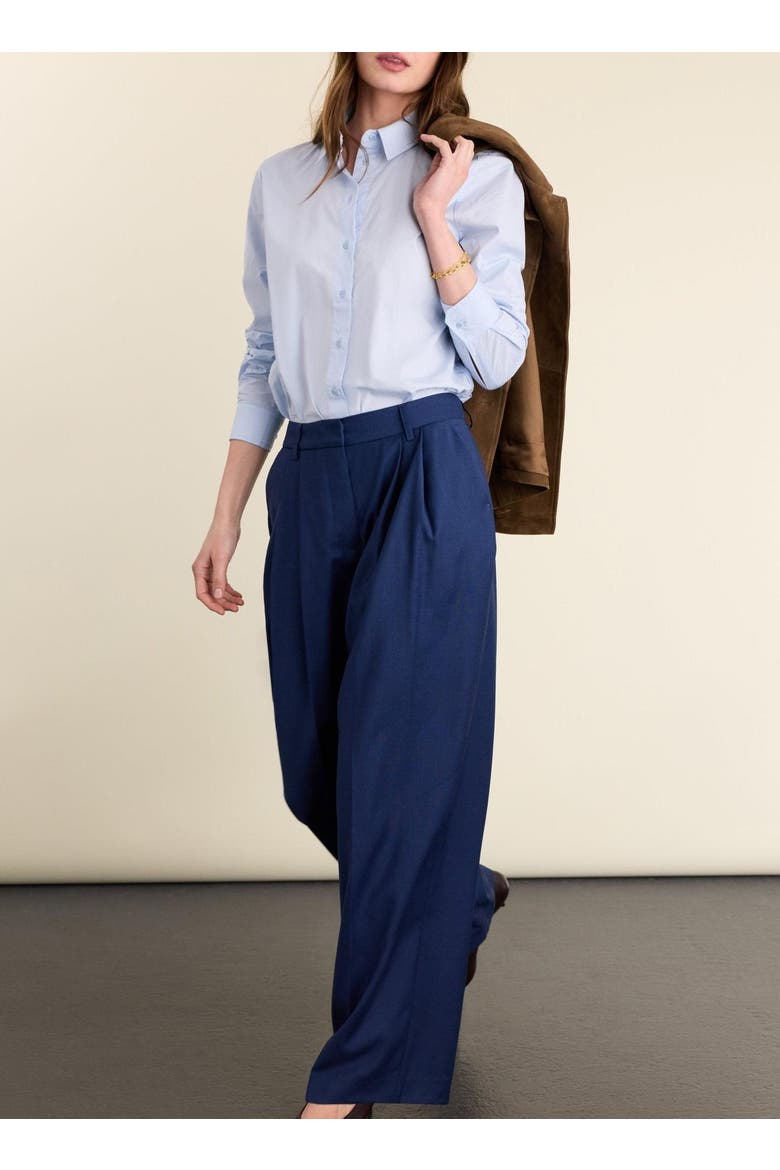 Mika Cool Wool Wide Leg Trousers, Alternate, color, French Navy