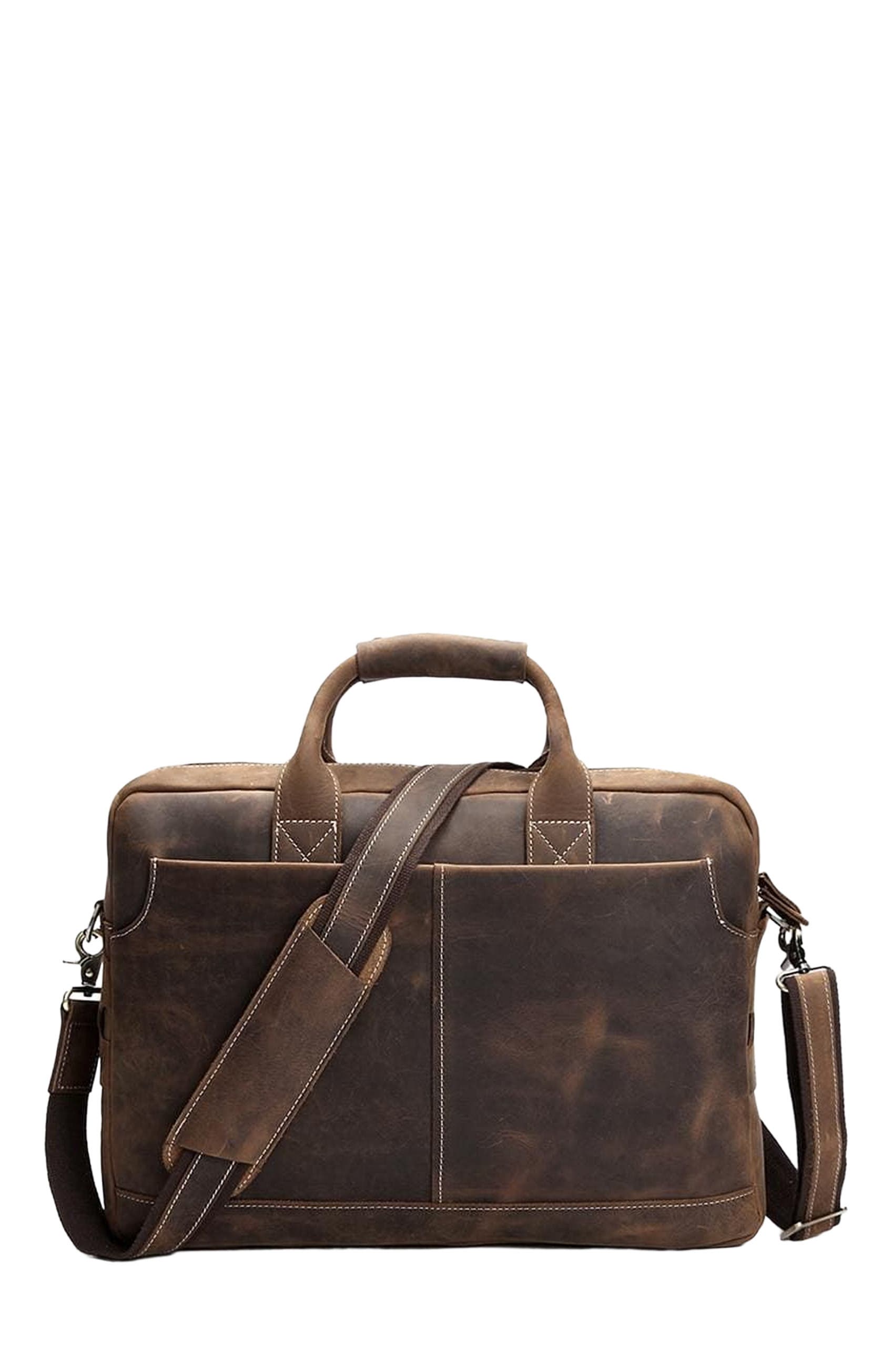 STEEL HORSE LEATHER The Welch Briefcase | Vintage Leather Messenger Bag, Main, color, Brown