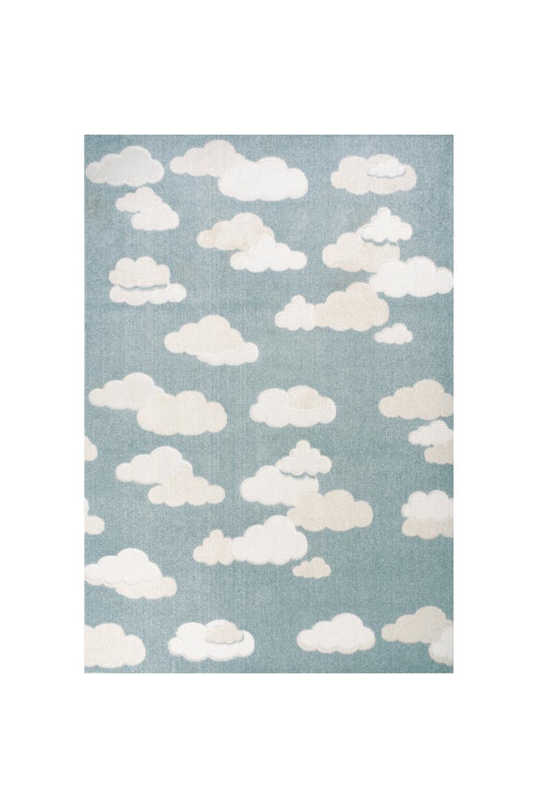 Hedwig High-Low Youth Cloud Scandi Indoor/Outdoor Area Rug, Main, color, Blue/Ivory