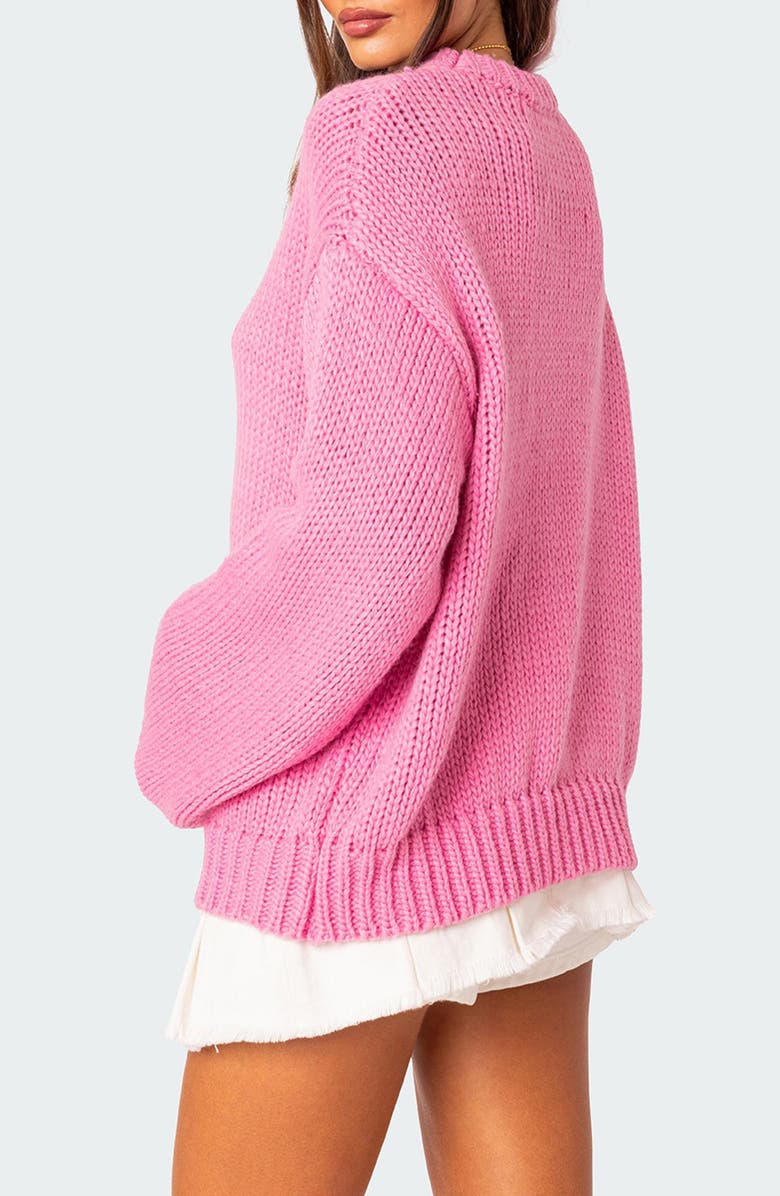 EDIKTED Aiden Oversize Chunky Sweater, Alternate, color, Pink