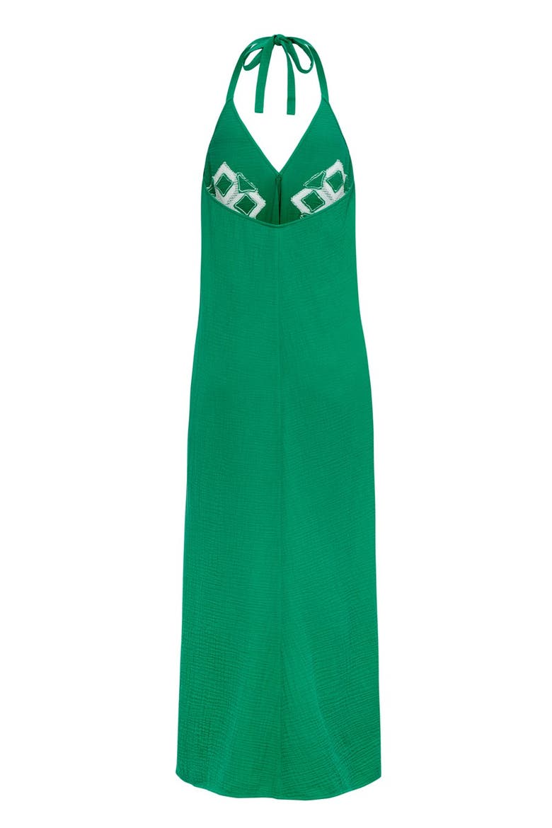 Halter Neck Embroidered Maxi Dress, Alternate, color, Green