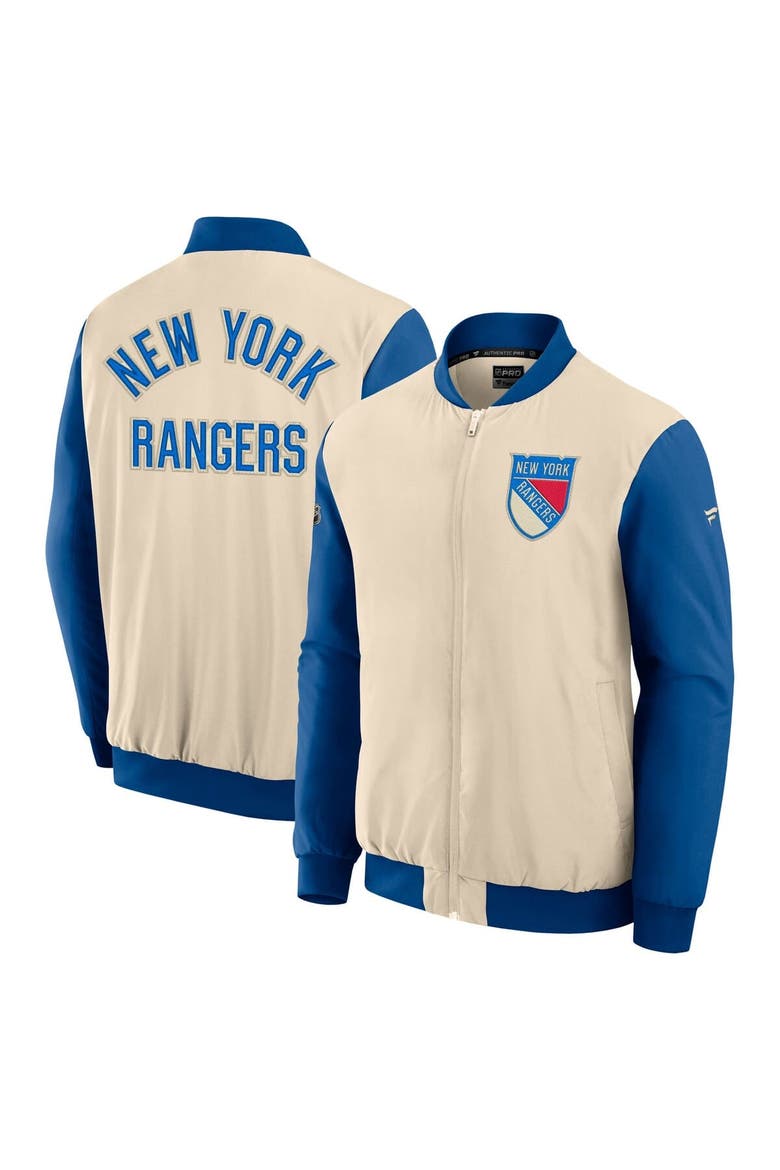 Men's Fanatics Natural New York Rangers 2026 NHL Winter Classic Authentic Pro Full-Zip Bomber Jacket, Main, color, Natural