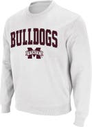 COLOSSEUM Men's Colosseum White Mississippi State Bulldogs Arch & Logo Crew Neck Sweatshirt