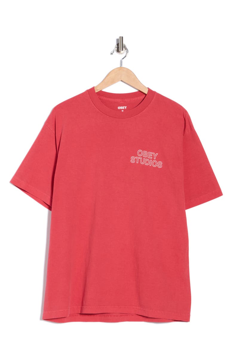 Obey Outline Logo Graphic T-Shirt, Alternate, color, Pigment Raspberry