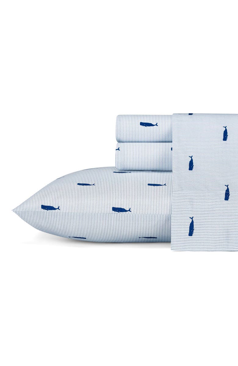 Nautica Whale Stripe 200 Thread Count Sheet Set, Main, color, 