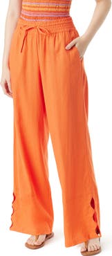 Sam Edelman Ramone Cutout Linen Blend Wide Leg Pants