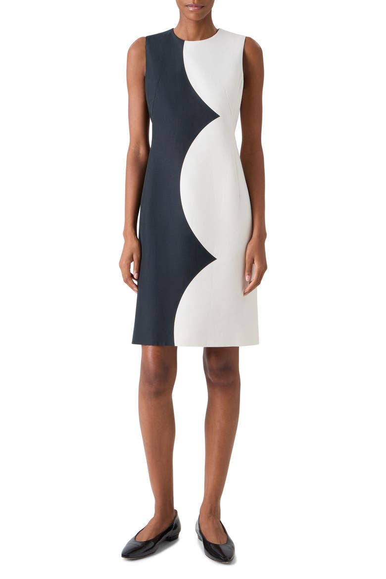 Cloud Cotton & Silk Blend Sheath Dress, Main, color, BLACK-ECRU