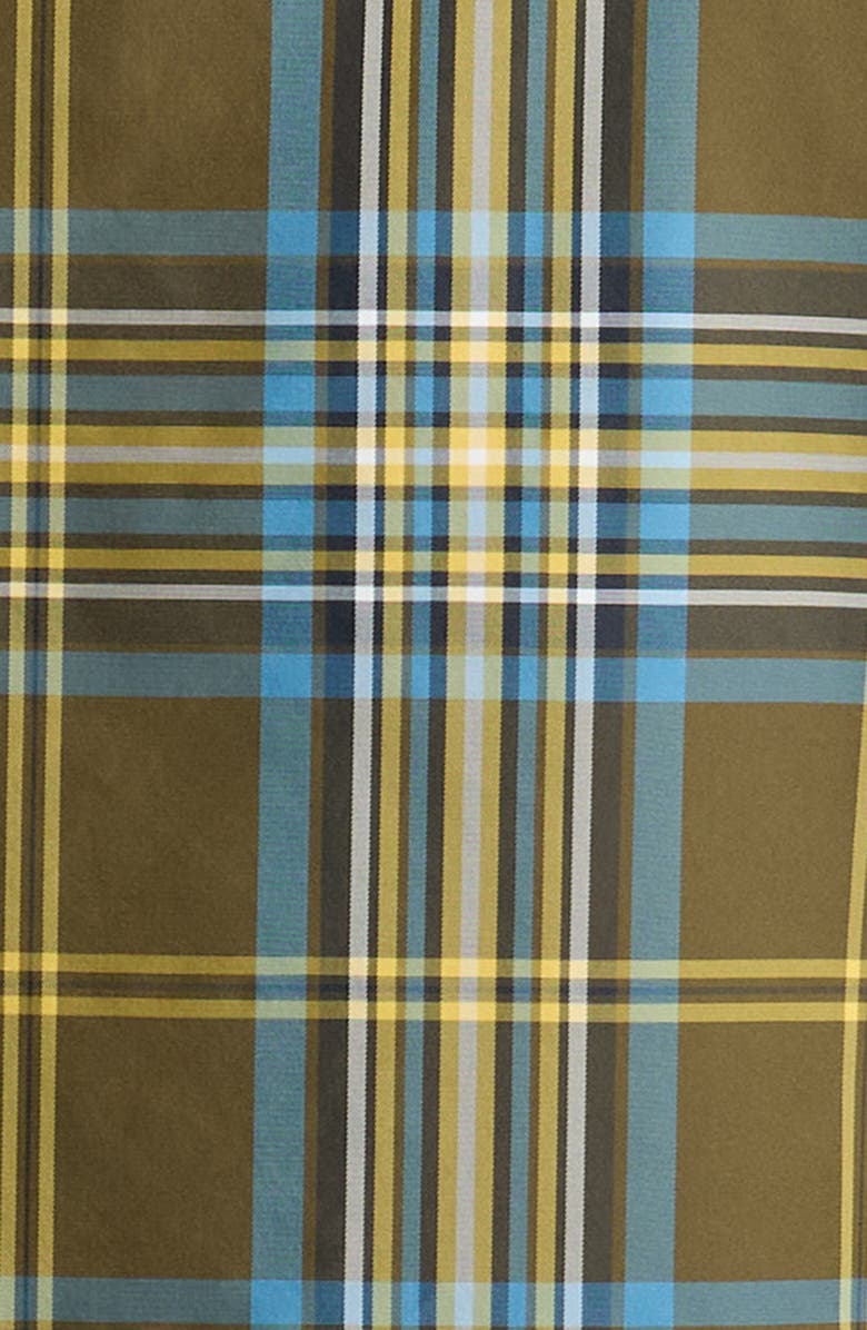 Moncler Plaid Nylon Snap-Up Shirt, Alternate, color, Green