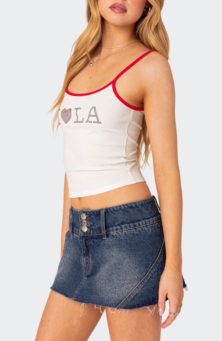 EDIKTED LA Lover Rhinestone Camisole, Alternate, color, White
