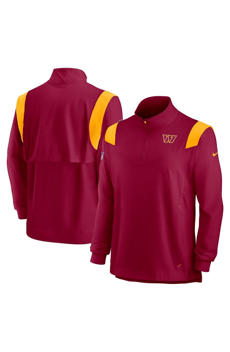 Nike Men's Nike Burgundy Washington Commanders Sideline Coach Chevron Lockup Quarter-Zip Long Sleeve Top, Main, color, Burgundy