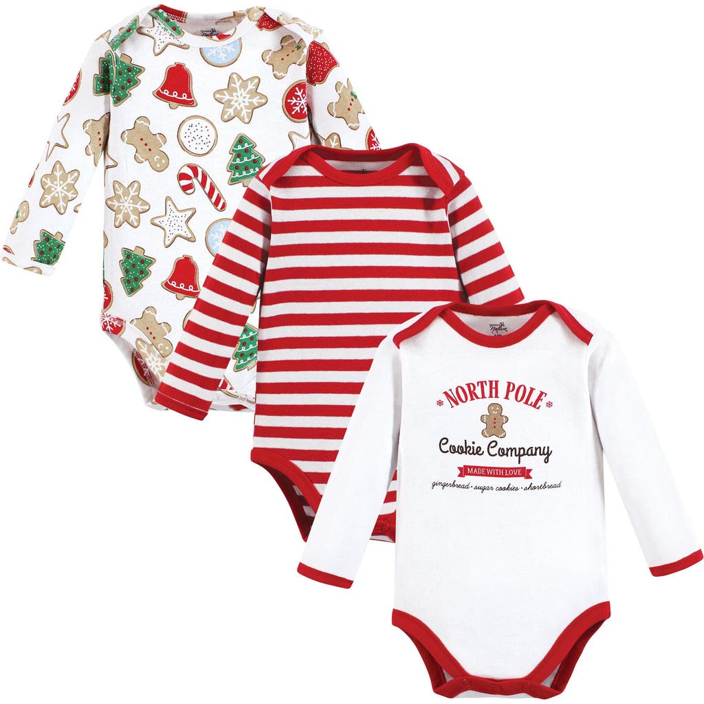 Touched By Nature Organic Cotton Long-sleeve Bodysuits In Multi