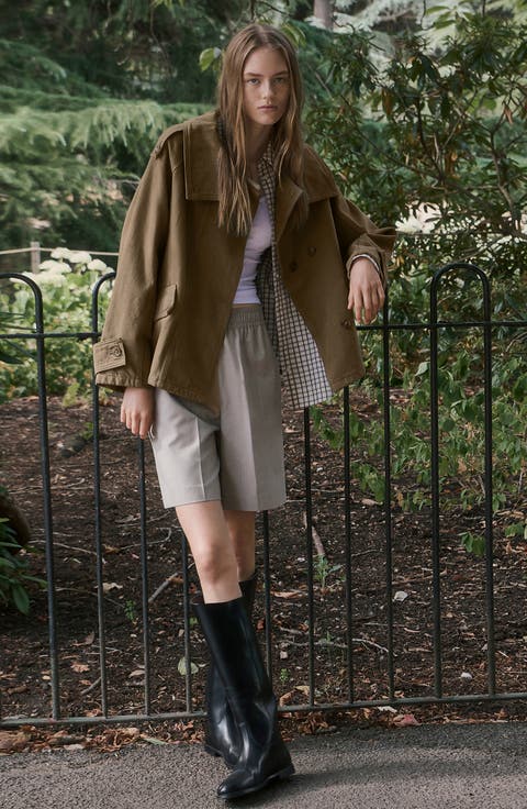 Denim Funnel Neck Parka