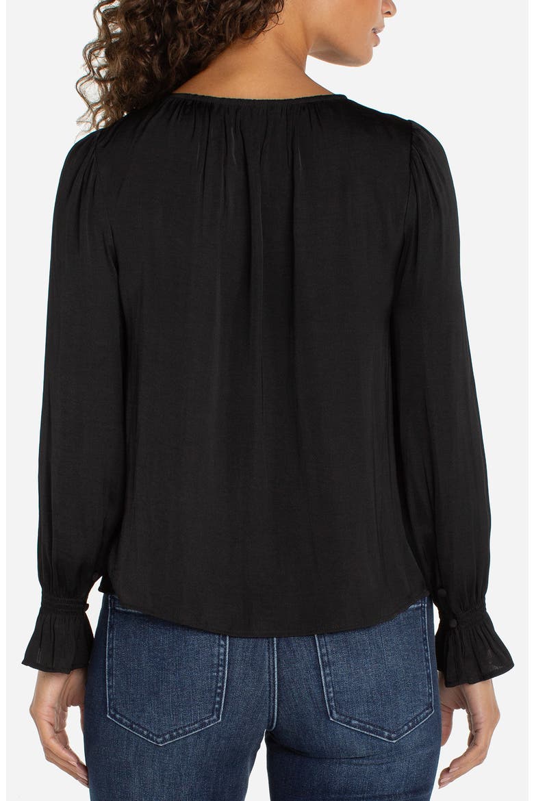 Smocked Cuff Button-Up Shirt, Alternate, color, BLACK