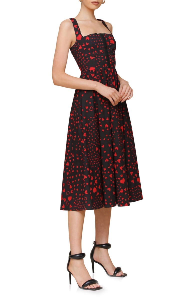 Avec Les Filles Heart Corset Midi Sundress, Alternate, color, 