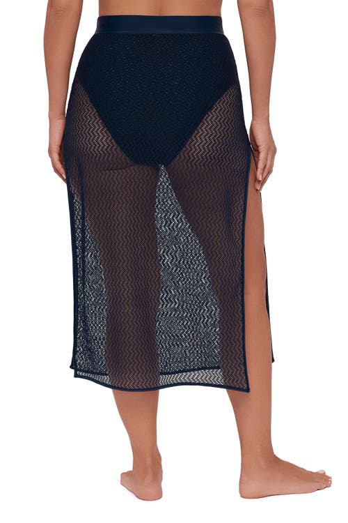 S3 Side Slit Crochet Coverup Skirt In Black