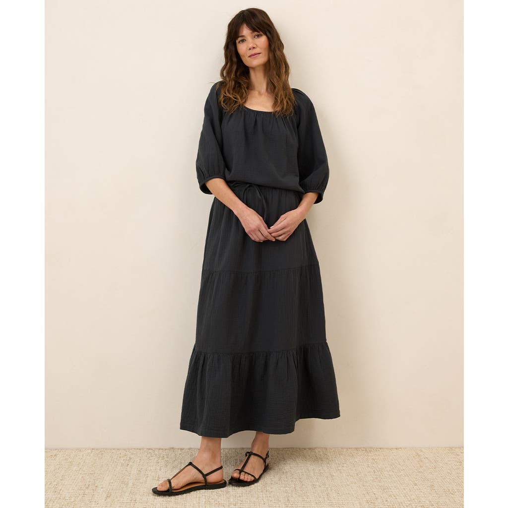 Pact Organic Cotton Coastal Double Gauze Tiered Maxi Skirt