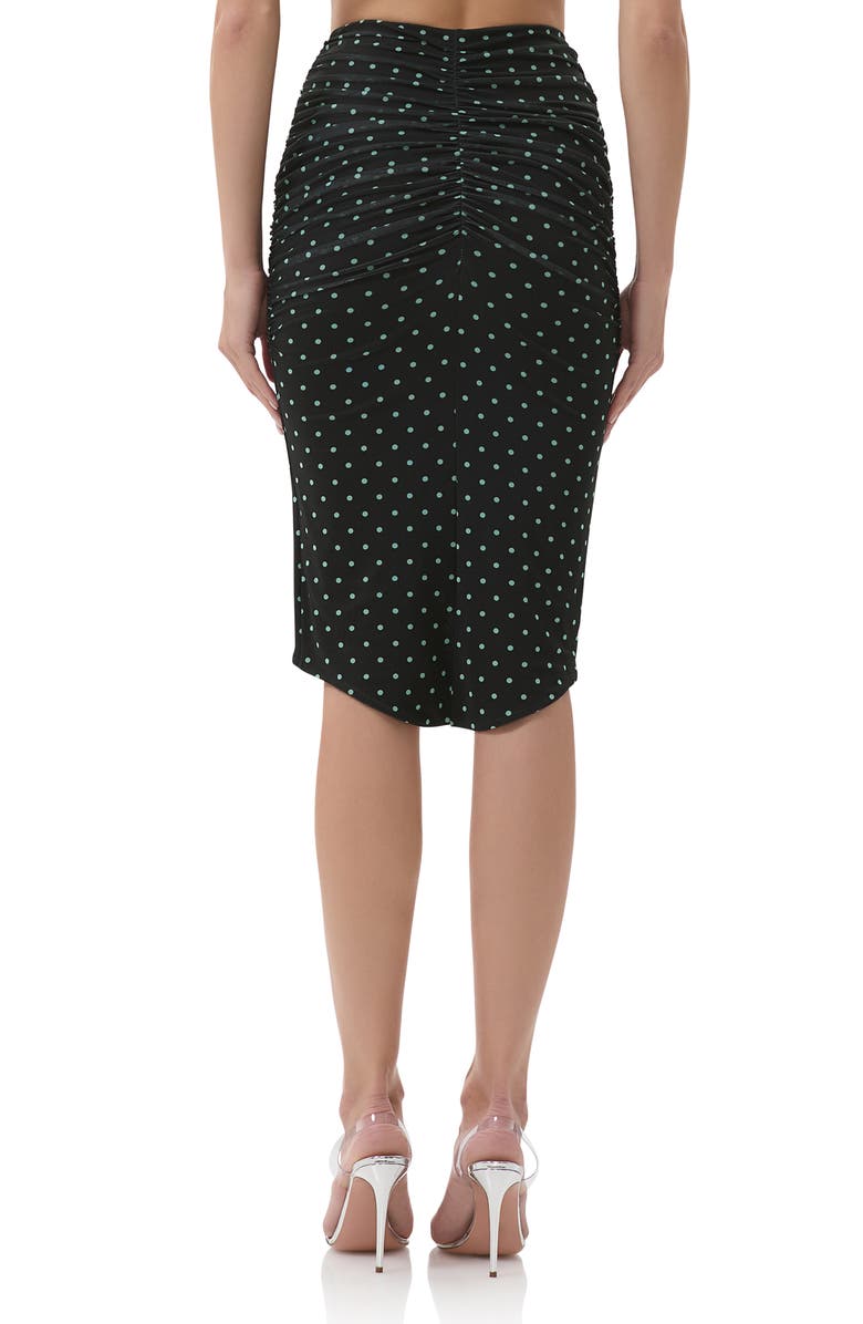 AFRM Newton Ruched Ruffle Mesh Skirt, Alternate, color, Aqua Dot