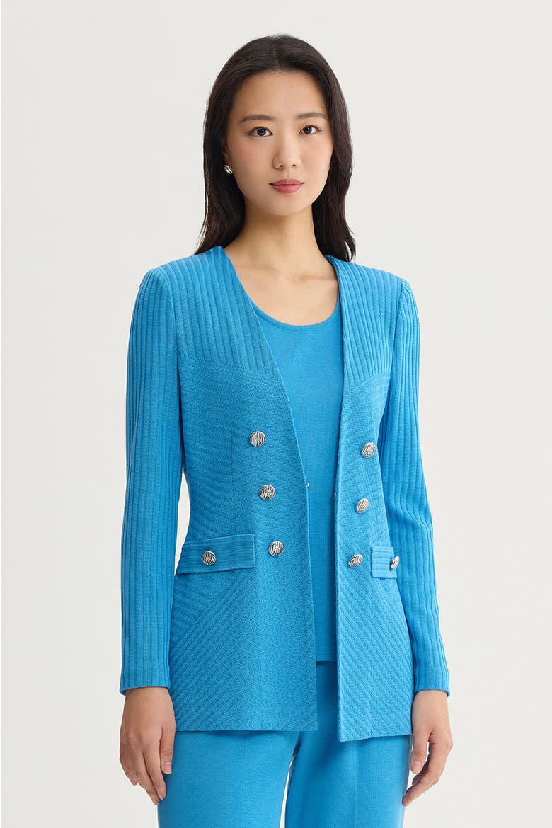 Textural Tonal Knit Jacket, Alternate, color, Tranquil Blue