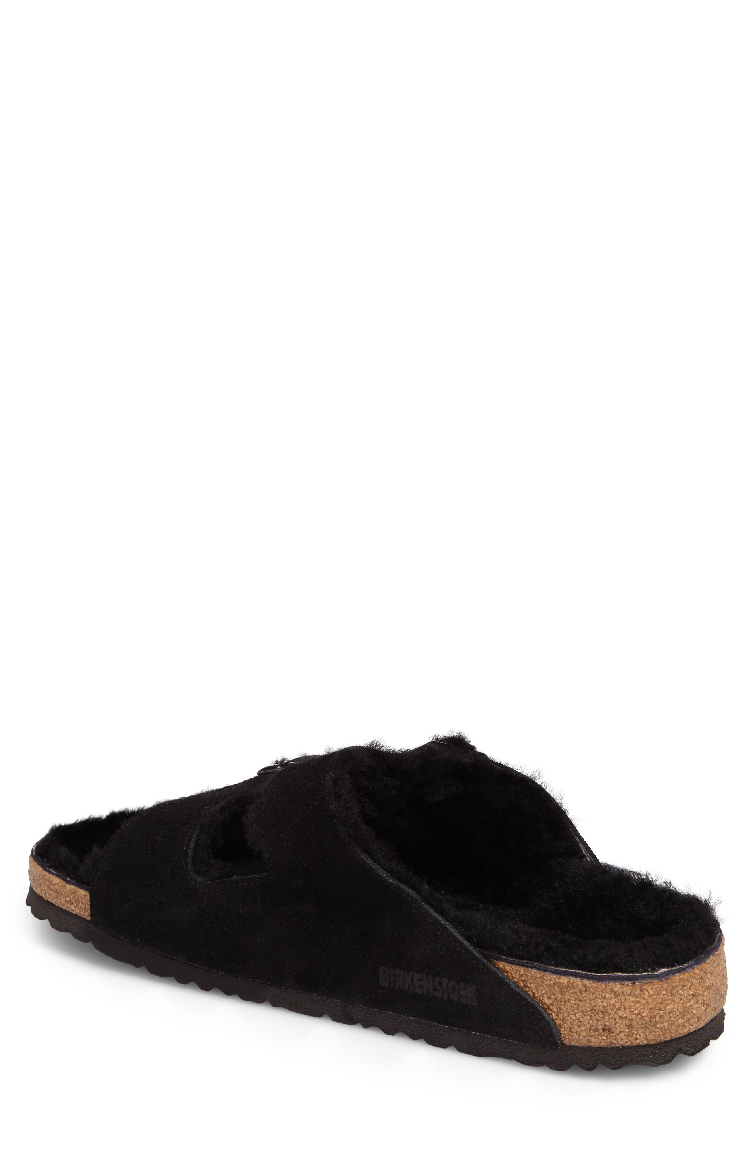 Arizona Slide Sandal with Genuine Shearling, Alternate, color, BLACK