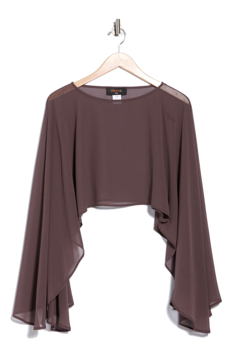 Sheer Poncho, Alternate, color, BROWN