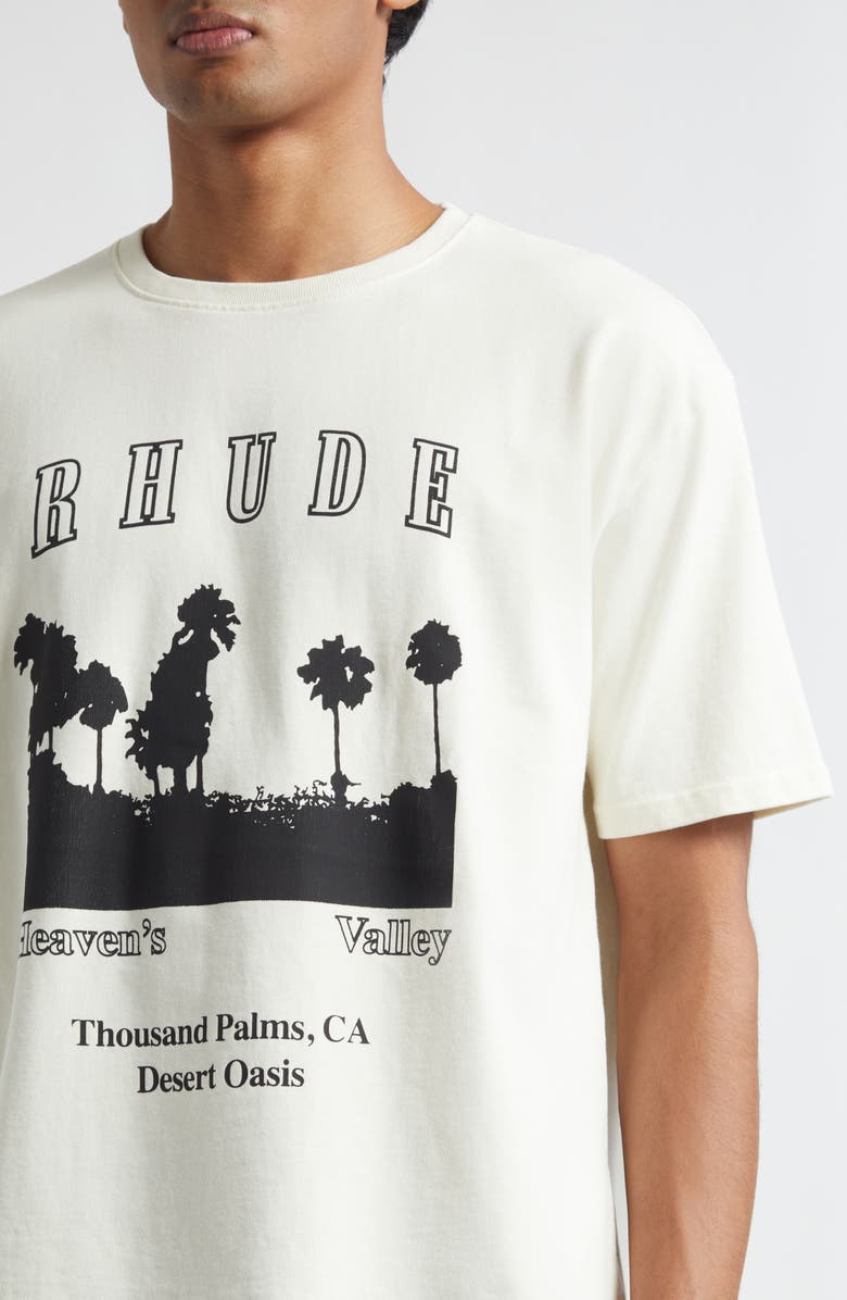 Rhude Thousand Palms Graphic T-Shirt, Alternate, color, Vintage White / Black