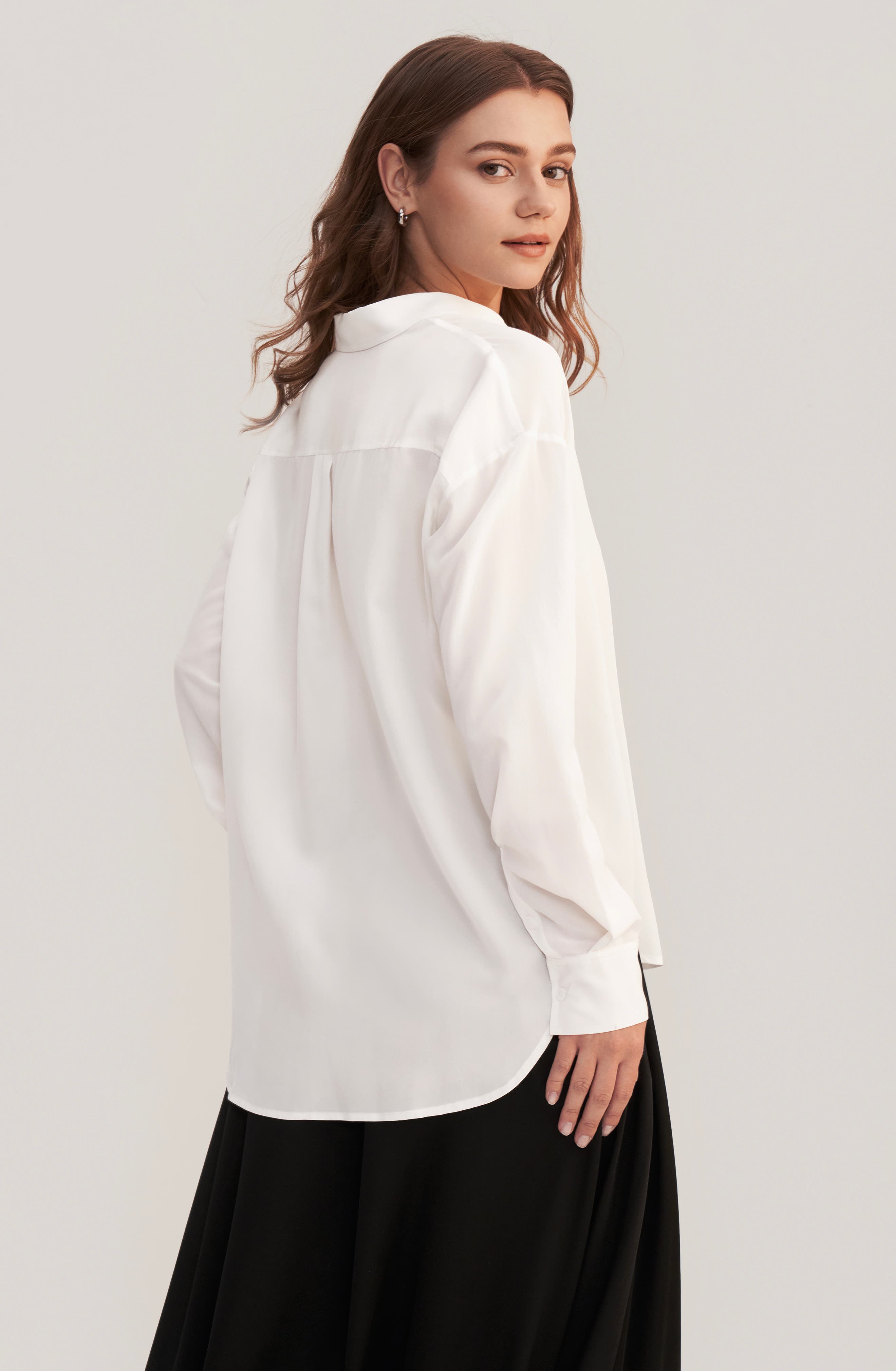 Drop Shoulders Oversize Silk Shirt - image 2