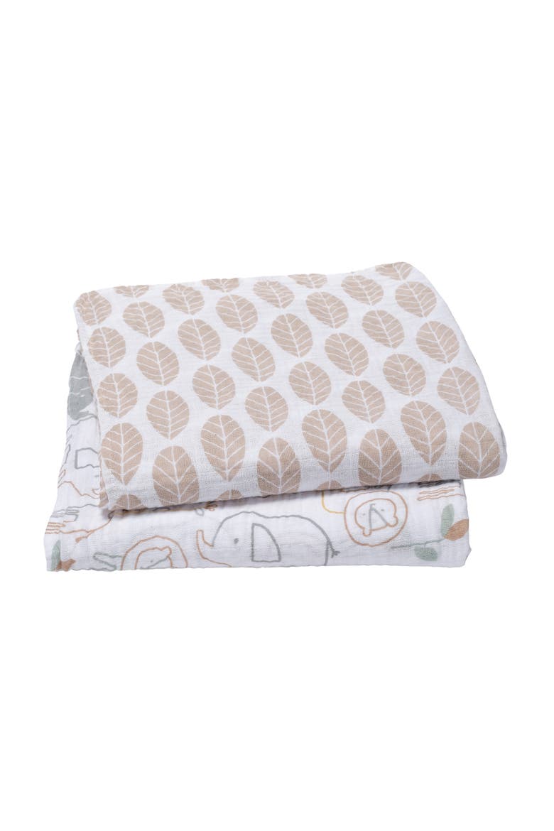 Jungle Story 100% Cotton Muslin Safari Swaddle Blankets - 2 Pack, Alternate, color, White