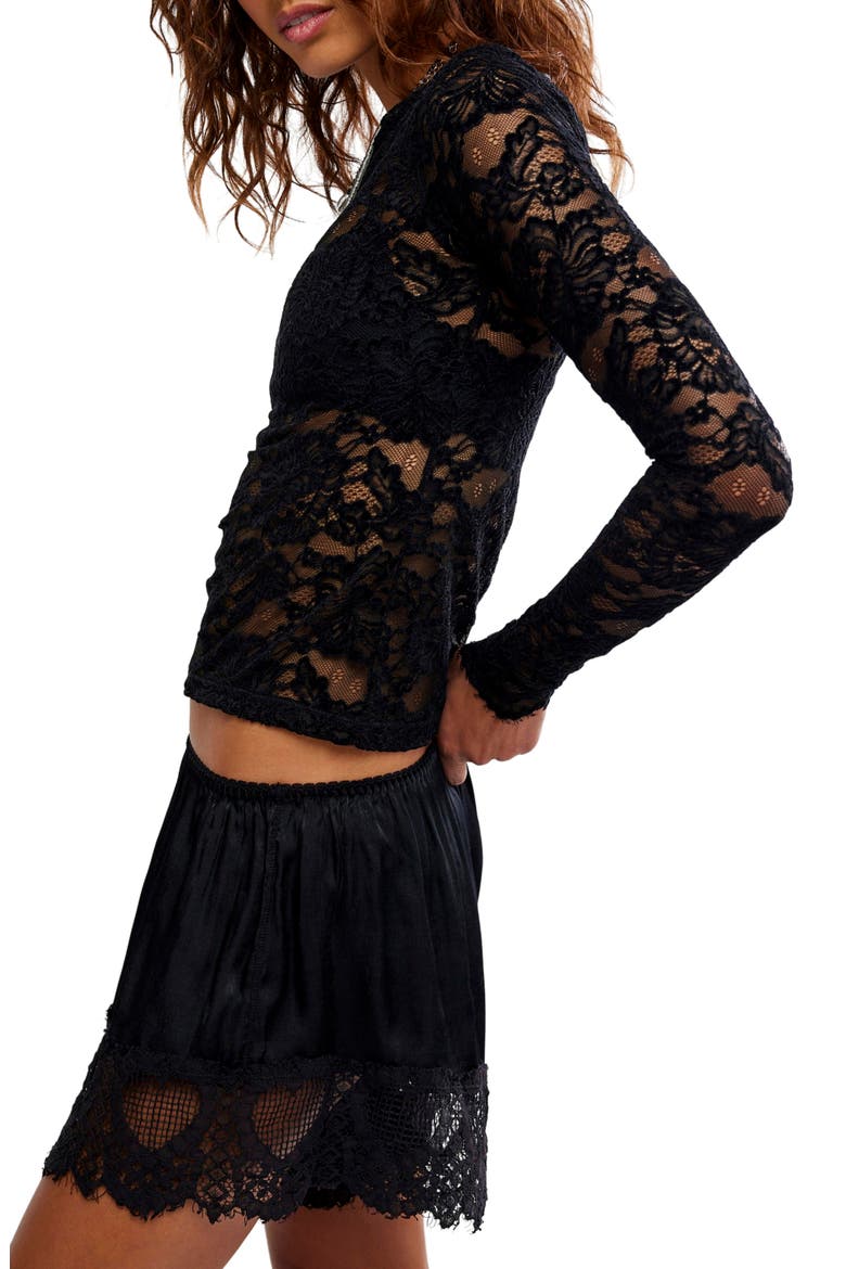 Intimately FP Raising Eyebrows Lace Top, Alternate, color, BLACK