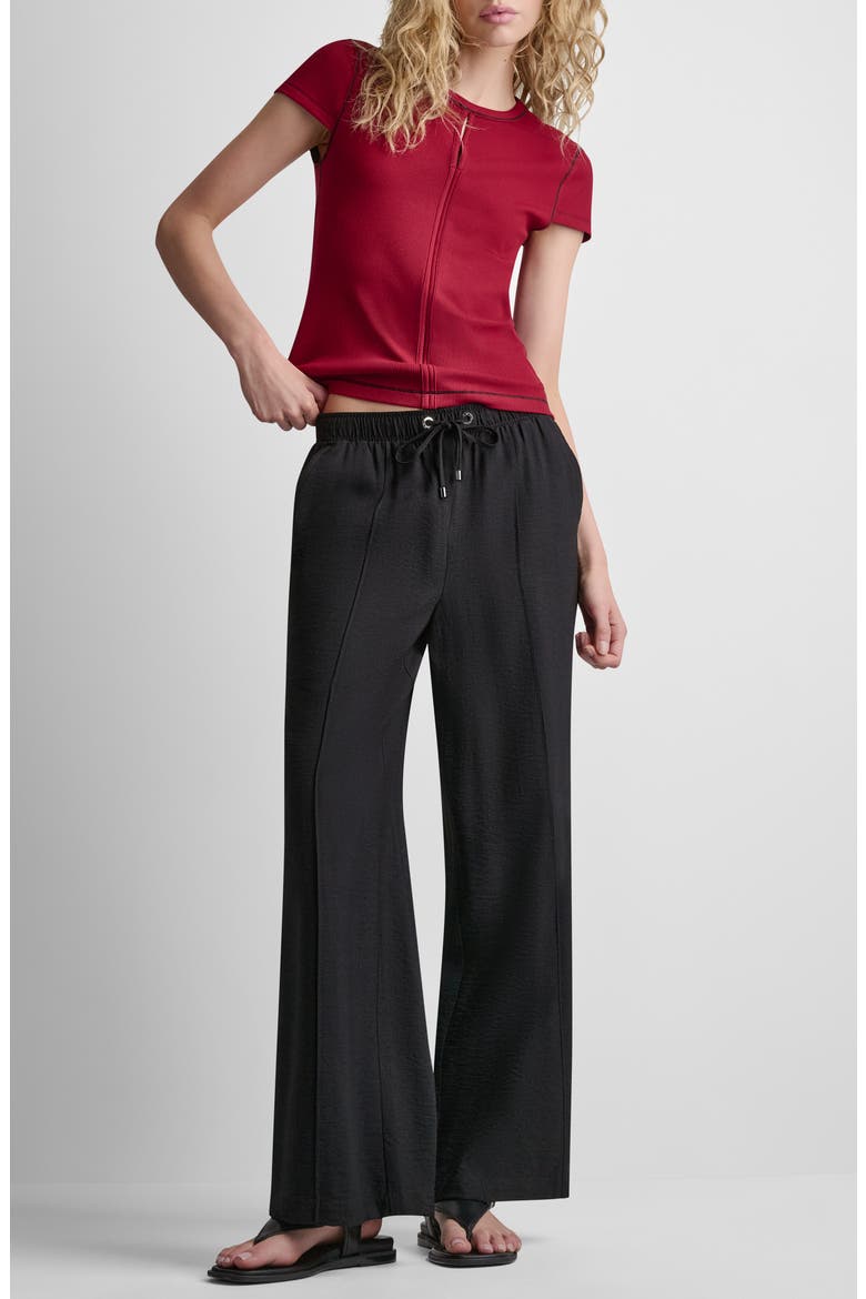 Contrast Stitch Cutout Detail Rib Top, Alternate, color, RHYTHM RED