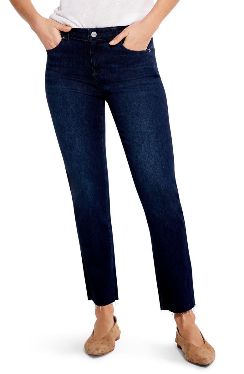 NIC+ZOE High Waist Raw Hem Ankle Straight Leg Jeans, Main, color, Twilight