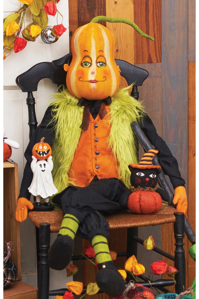 Gregorio Gourd Halloween Joe Spencer Gathered Traditions Figurine, Alternate, color, Orange