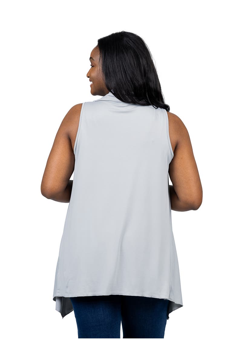 24seven Comfort Apparel Plus Size Asymmetric Open Front Cardigan, Alternate, color, Slate