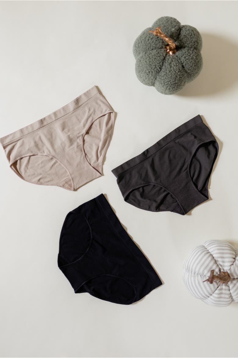Comfy Undies  Midi Thong, Alternate, color, Black, Asphalt, Mushroom