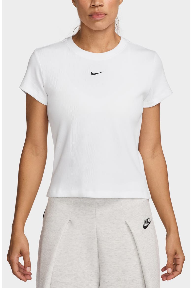 Sportswear Rib Cotton Blend T-Shirt, Main, color, WHITE